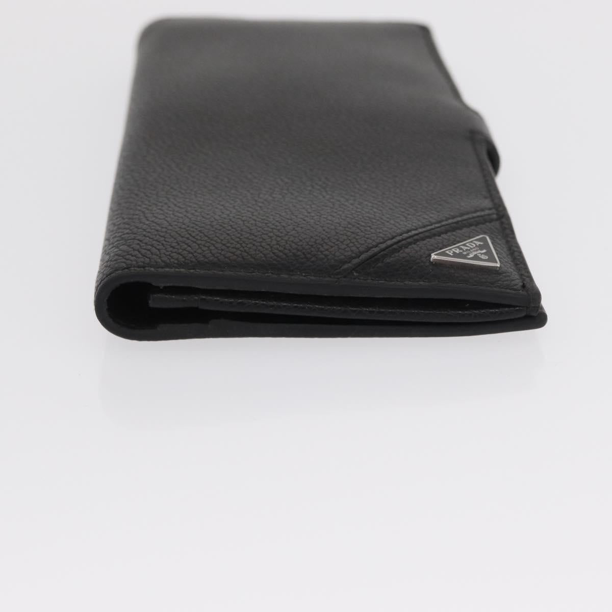 PRADA Long Wallet Leather Black Auth 169955V