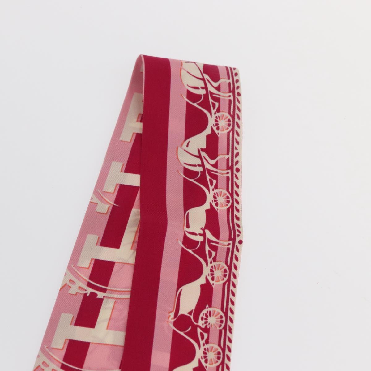 HERMES Twilly Scarf ""FAUBOURG SECONDE"" Silk Red Auth 169956
