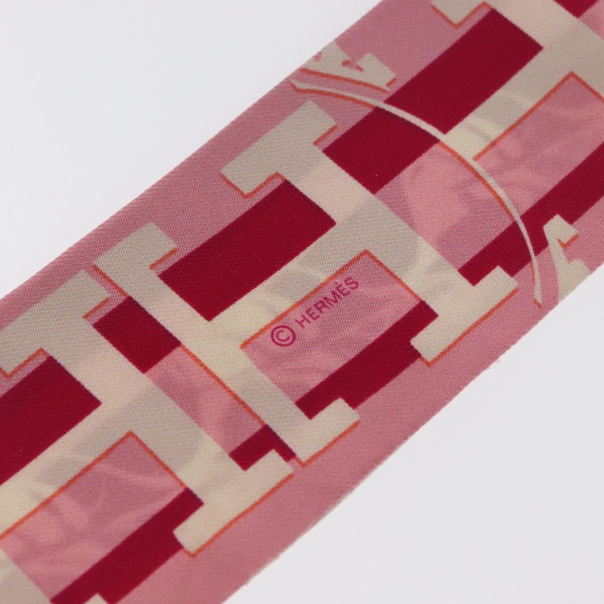 HERMES Twilly Scarf ""FAUBOURG SECONDE"" Silk Red Auth 169956