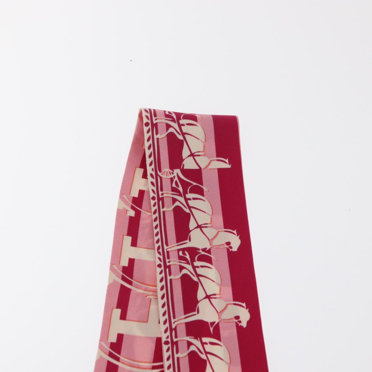 HERMES Twilly Scarf ""FAUBOURG SECONDE"" Silk Red Auth 169956