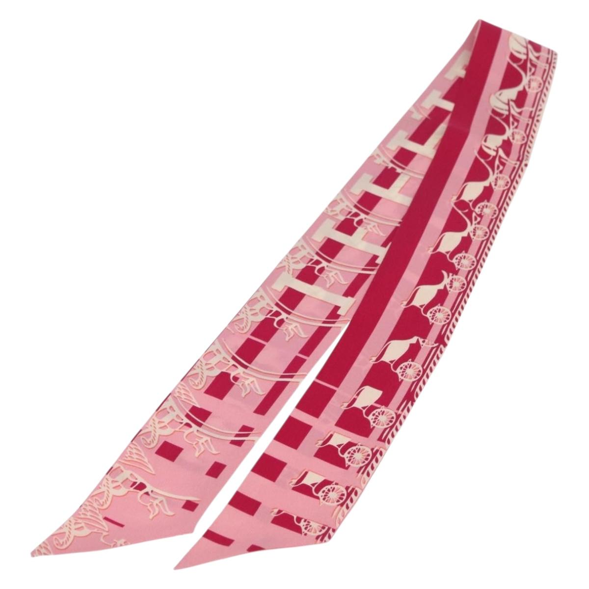 HERMES Twilly Scarf ""FAUBOURG SECONDE"" Silk Red Auth 169956