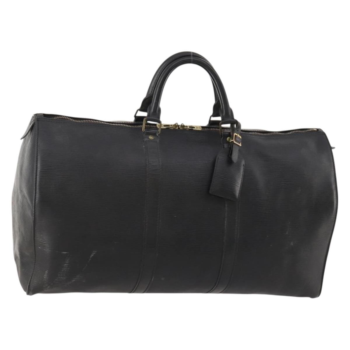 LOUIS VUITTON Epi Keepall 50 Boston Bag Black M42962 LV Auth 169987