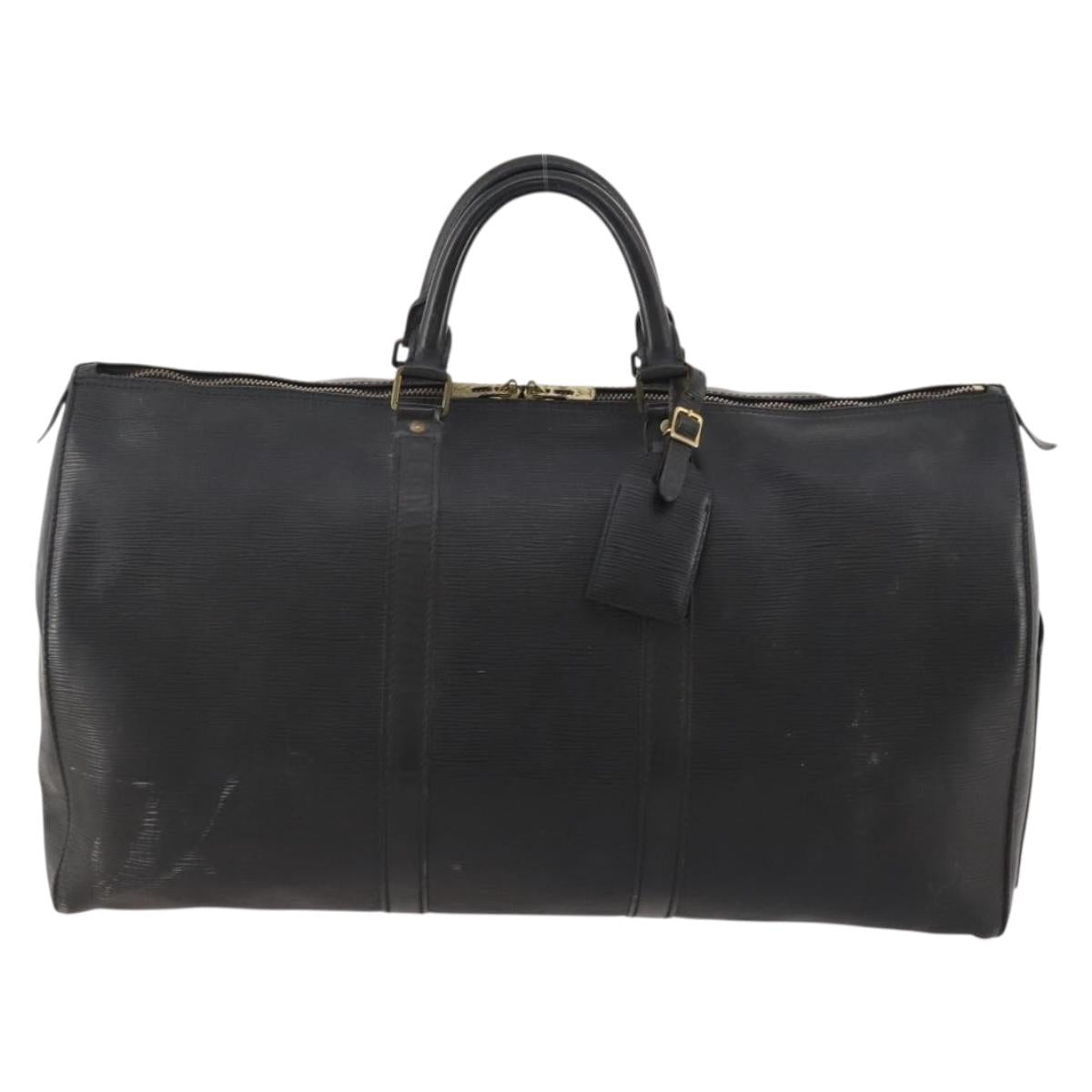 LOUIS VUITTON Epi Keepall 50 Boston Bag Black M42962 LV Auth 169987