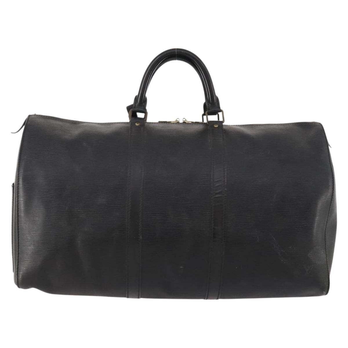 LOUIS VUITTON Epi Keepall 50 Boston Bag Black M42962 LV Auth 169987