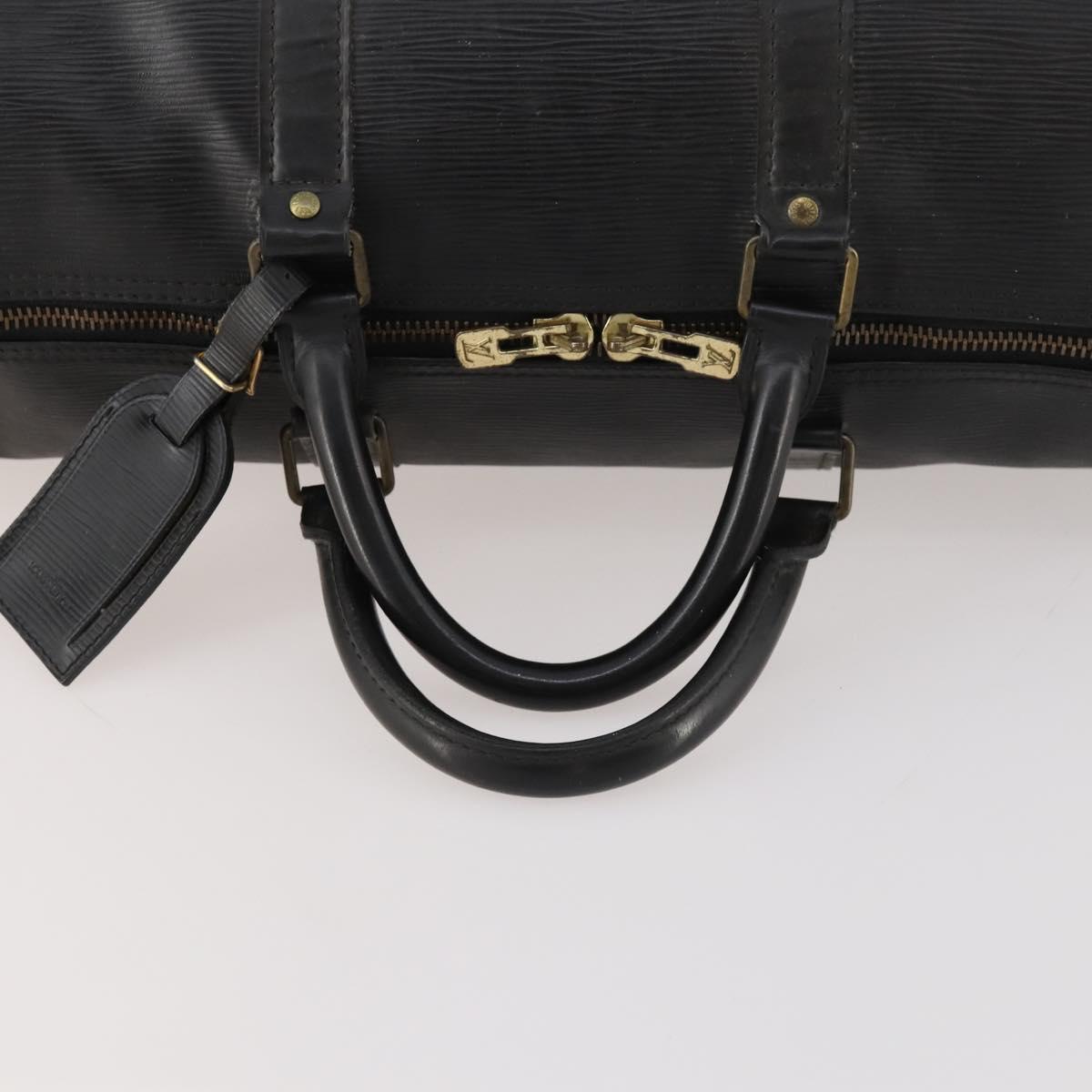 LOUIS VUITTON Epi Keepall 50 Boston Bag Black M42962 LV Auth 169987
