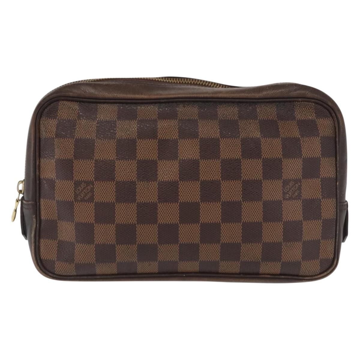 LOUIS VUITTON Damier Ebene Trousse Toilette 25 Clutch Bag N47624 LV Auth 170000A