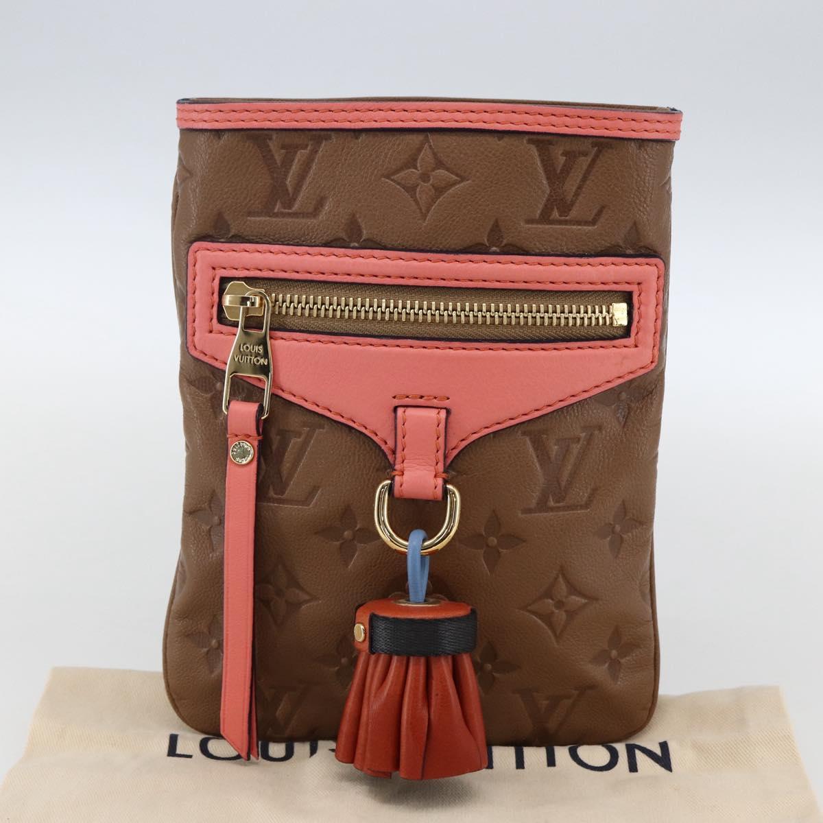 LOUIS VUITTON Monogram Empreinte Flat Bag Brown M40369 LV Auth 170001SAM