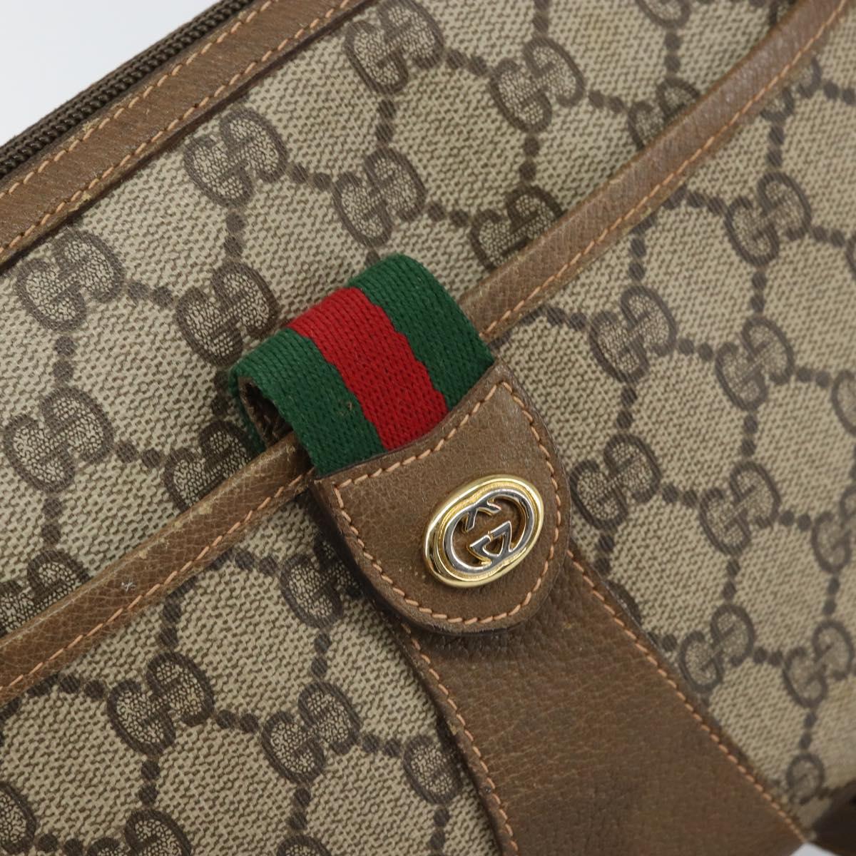 GUCCI GG Supreme Web Sherry Line Bag PVC Beige Gold 89 02 032 Auth 170002