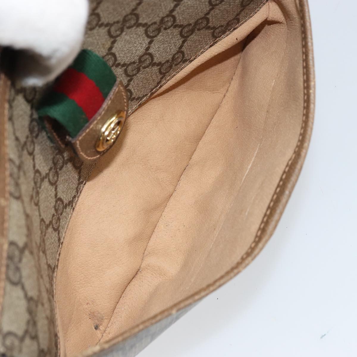 GUCCI GG Supreme Web Sherry Line Bag PVC Beige Gold 89 02 032 Auth 170002