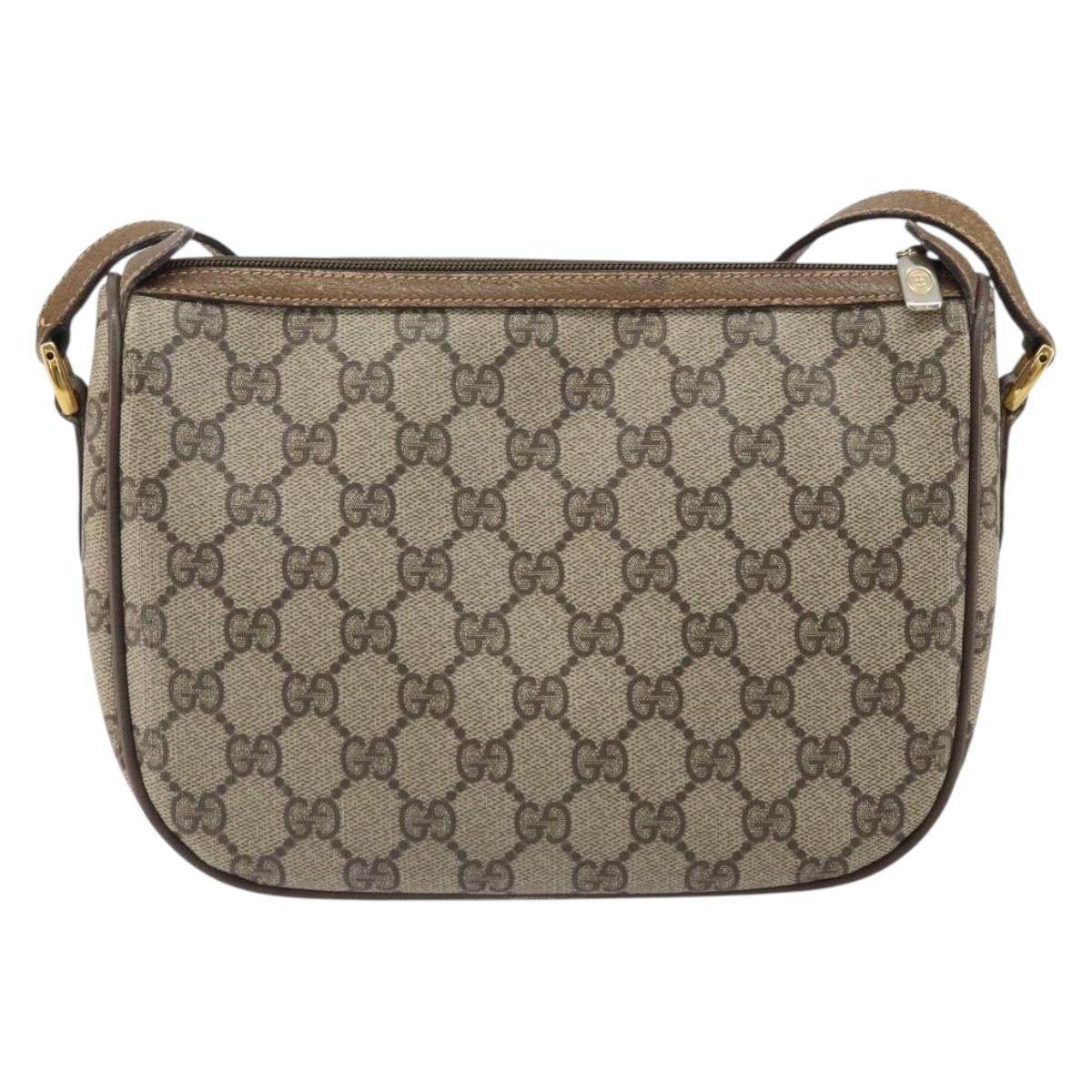GUCCI GG Supreme Web Sherry Line Bag PVC Beige Gold 89 02 032 Auth 170002