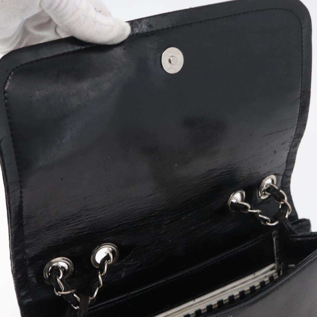 CHANEL COCO Mark Chain Shoulder Bag Patent leather Black Silver CC Auth 170006