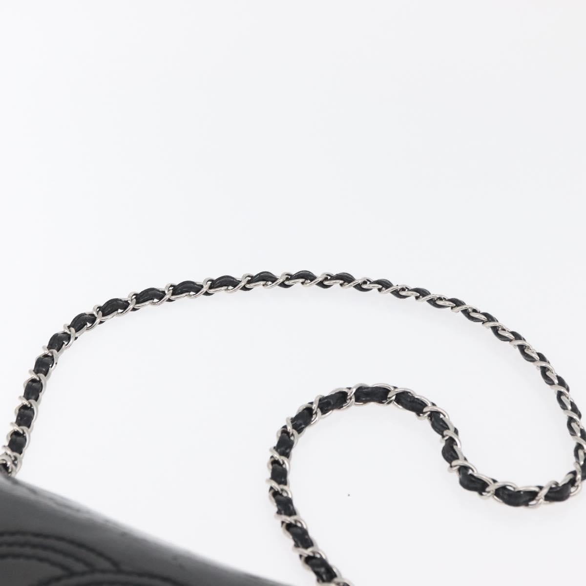 CHANEL COCO Mark Chain Shoulder Bag Patent leather Black Silver CC Auth 170006