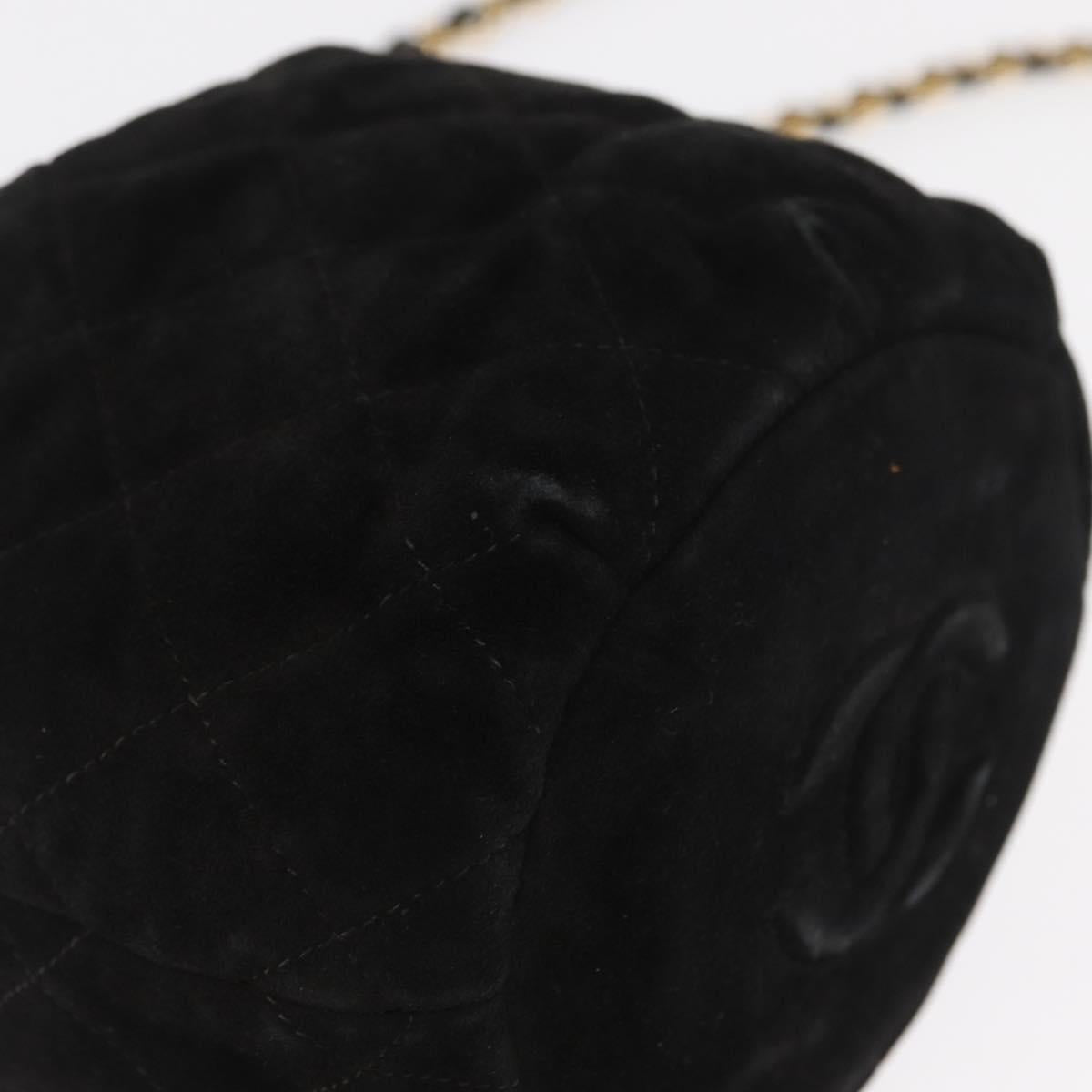 CHANEL Matelasse Chain Shoulder Bag Suede Black Gold CC Auth 170009
