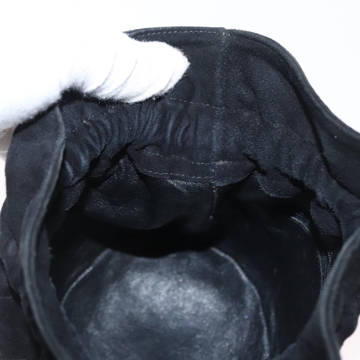 CHANEL Matelasse Chain Shoulder Bag Suede Black Gold CC Auth 170009