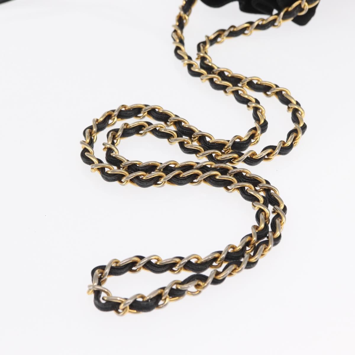 CHANEL Matelasse Chain Shoulder Bag Suede Black Gold CC Auth 170009