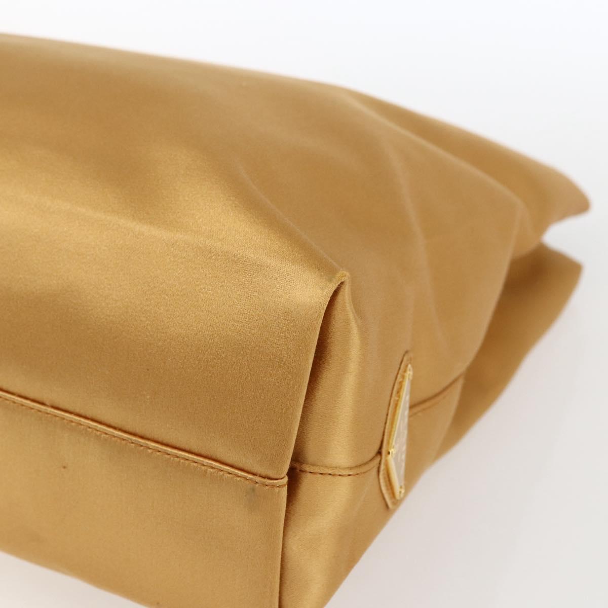PRADA Chain Hand Bag Satin Gold Auth 170010