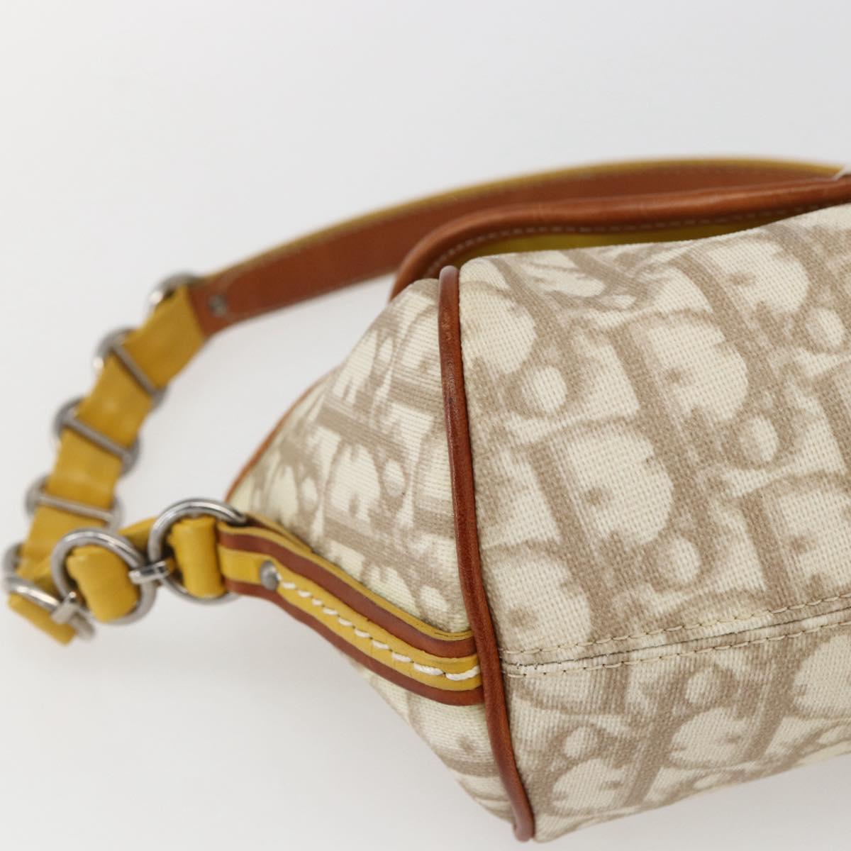 Christian Dior Trotter Canvas Romantic Chain Bag PVC Ivory Silver Auth 170012SAV