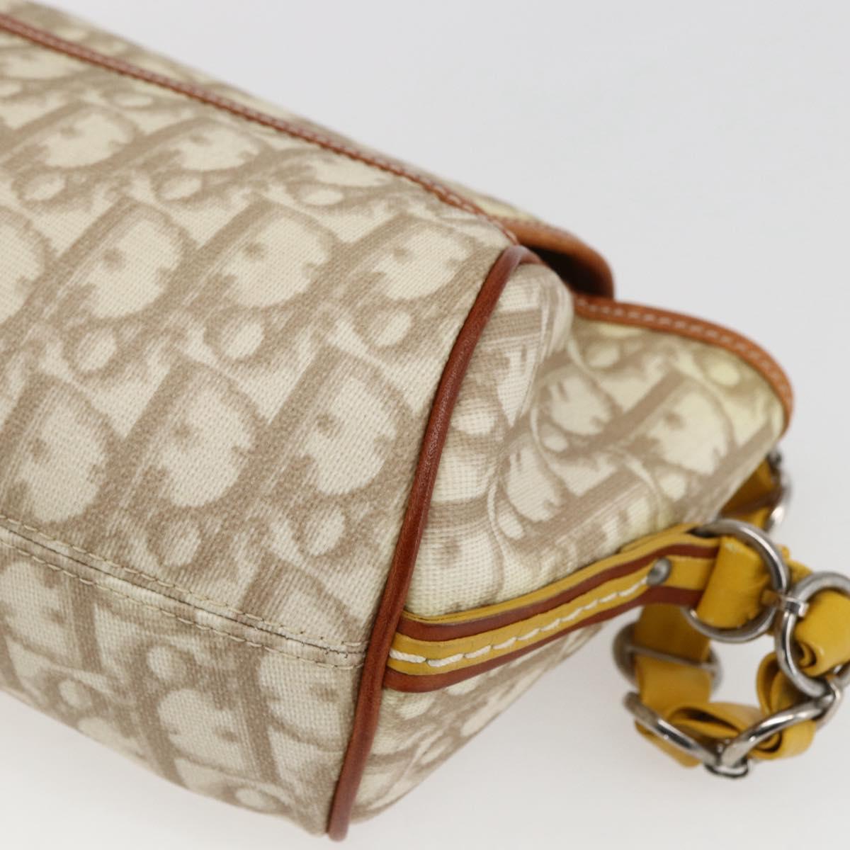 Christian Dior Trotter Canvas Romantic Chain Bag PVC Ivory Silver Auth 170012SAV