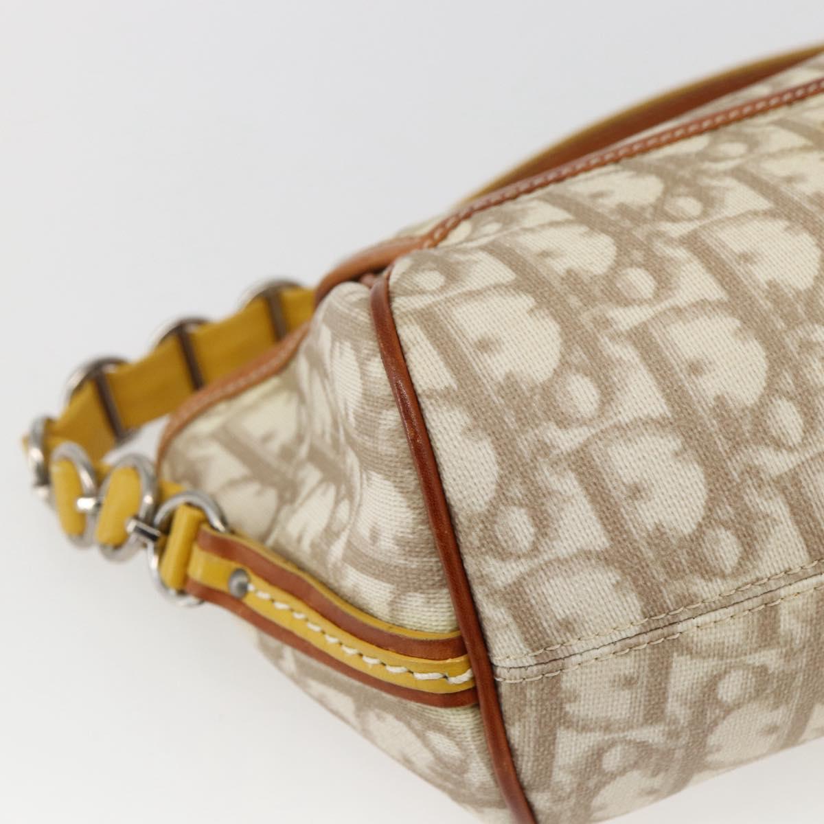 Christian Dior Trotter Canvas Romantic Chain Bag PVC Ivory Silver Auth 170012SAV