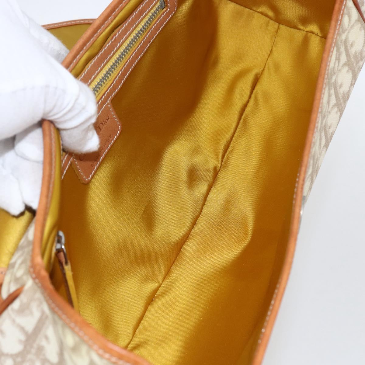 Christian Dior Trotter Canvas Romantic Chain Bag PVC Ivory Silver Auth 170012SAV