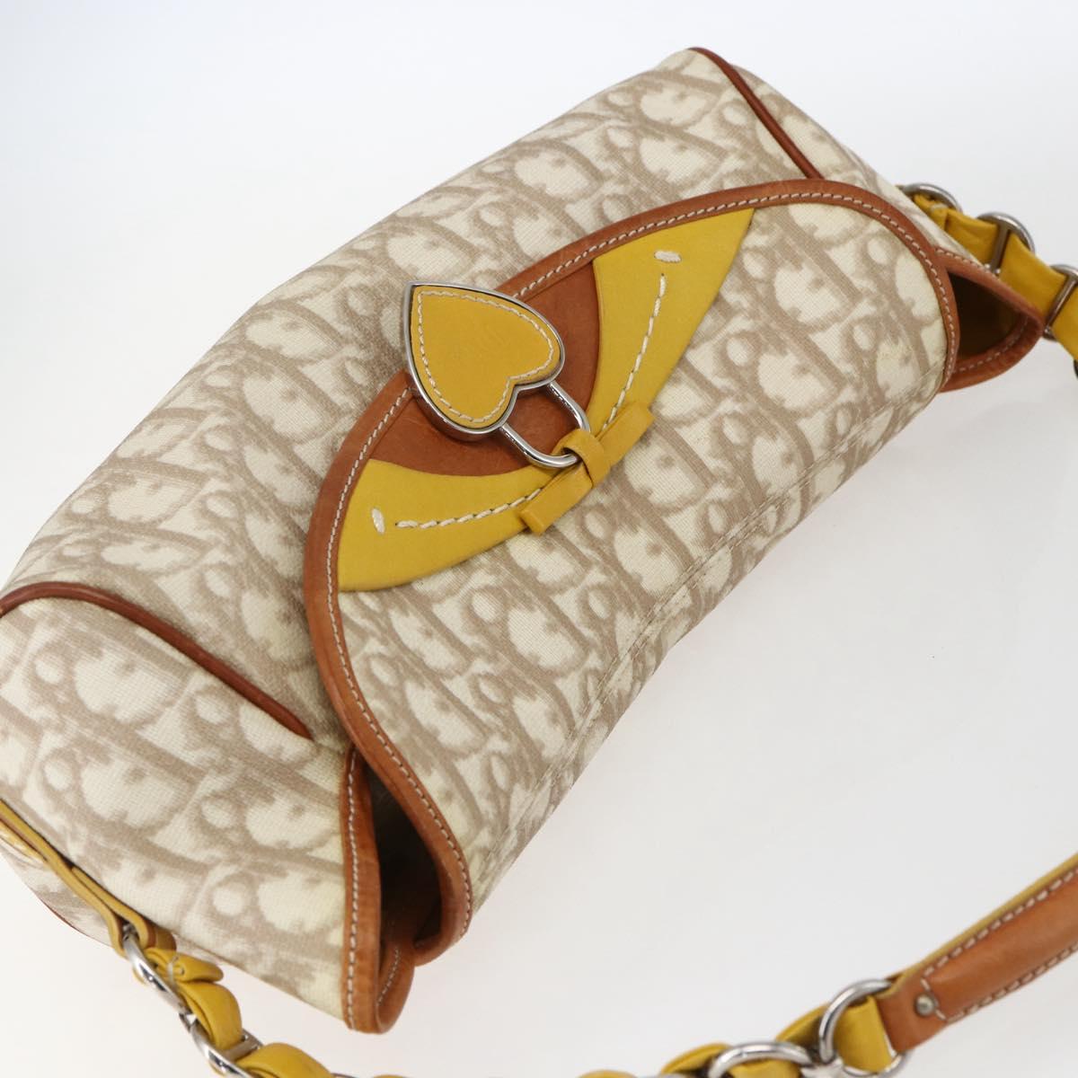 Christian Dior Trotter Canvas Romantic Chain Bag PVC Ivory Silver Auth 170012SAV