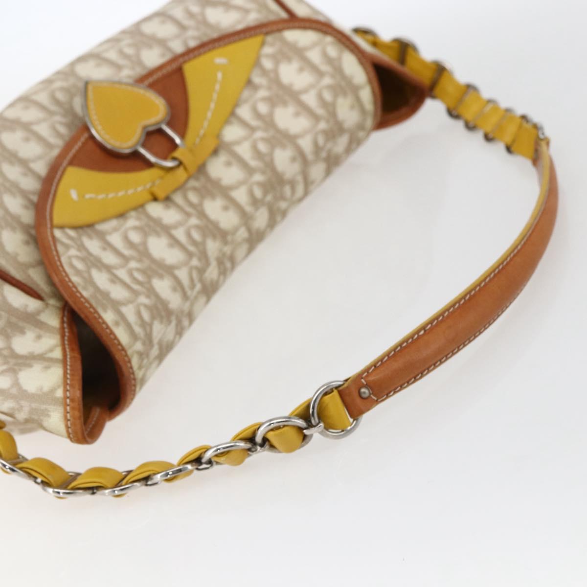 Christian Dior Trotter Canvas Romantic Chain Bag PVC Ivory Silver Auth 170012SAV