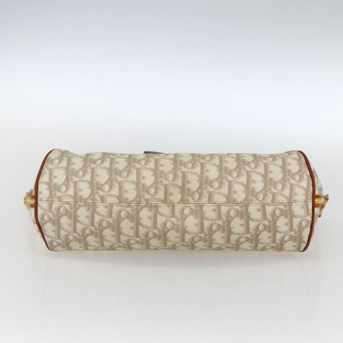 Christian Dior Trotter Canvas Romantic Chain Bag PVC Ivory Silver Auth 170012SAV