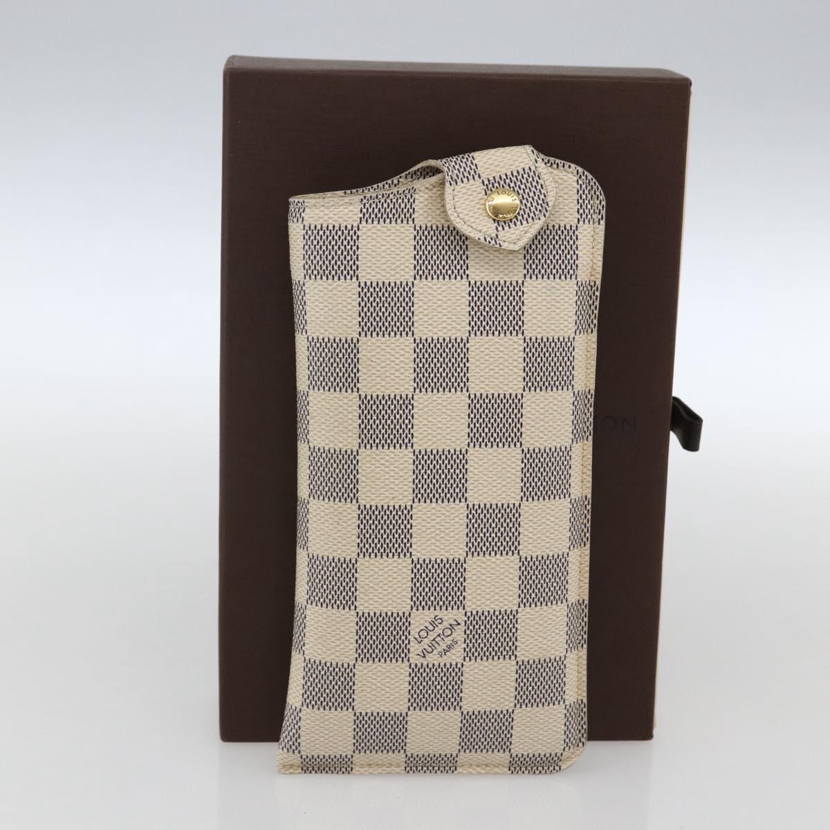 LOUIS VUITTON Damier Azur Etui A Lunettes MM Glasses Case N60025 LV Auth 170020V