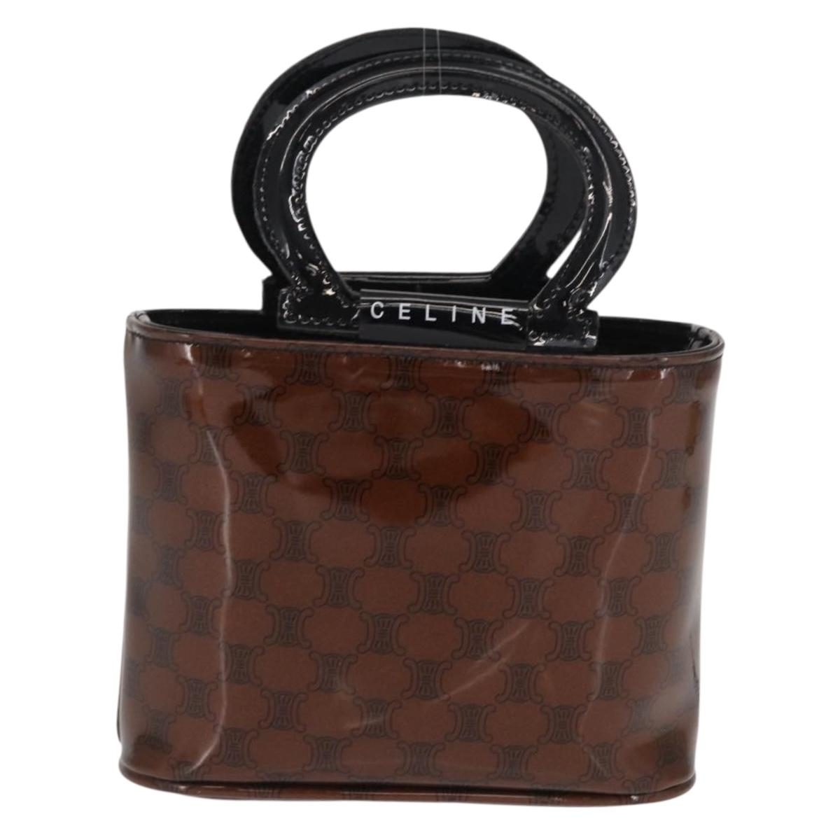 CELINE Macadam Canvas Hand Bag Vinyl Brown Auth 170022