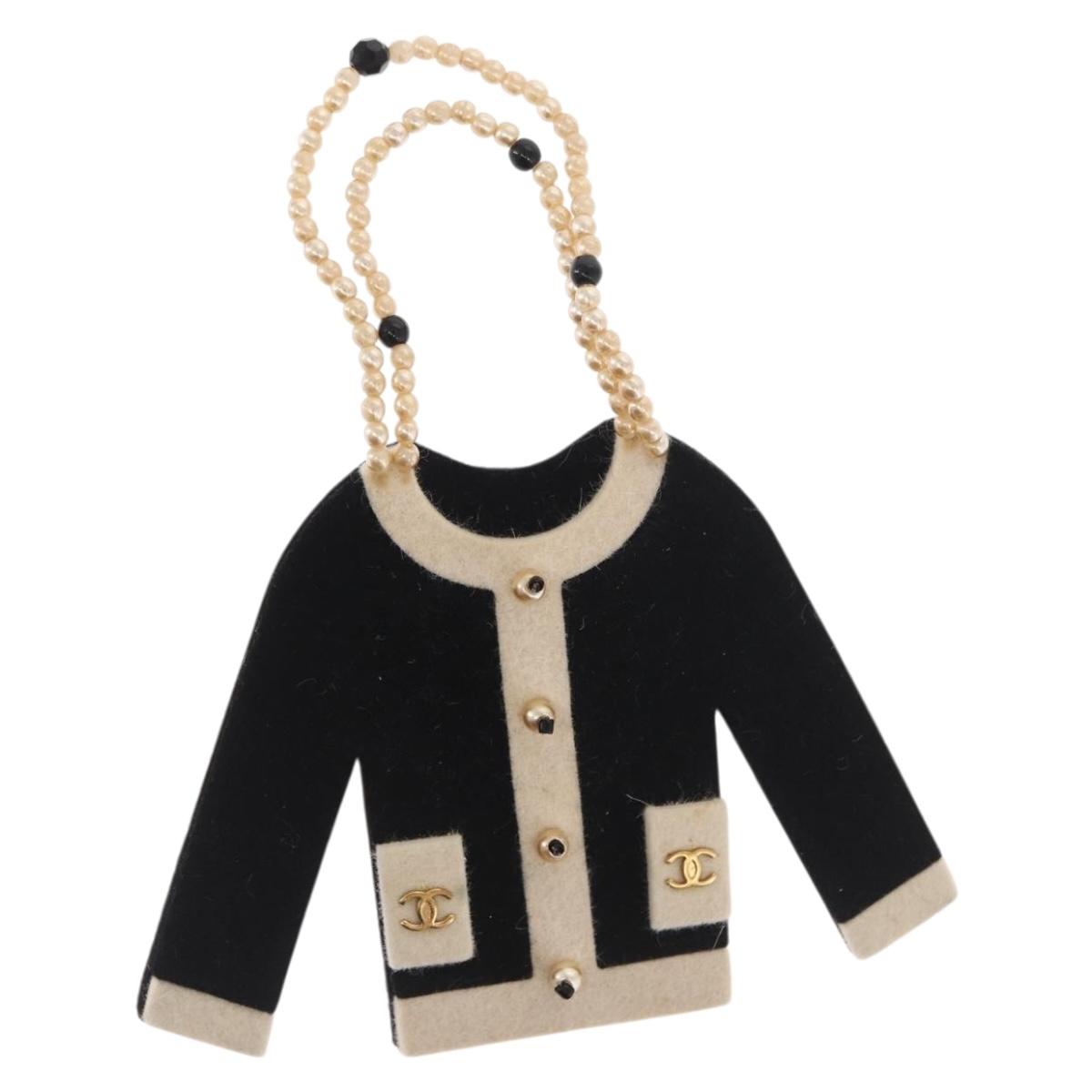 CHANEL Jacket Motif Brooch Velor Black CC Auth 170024V