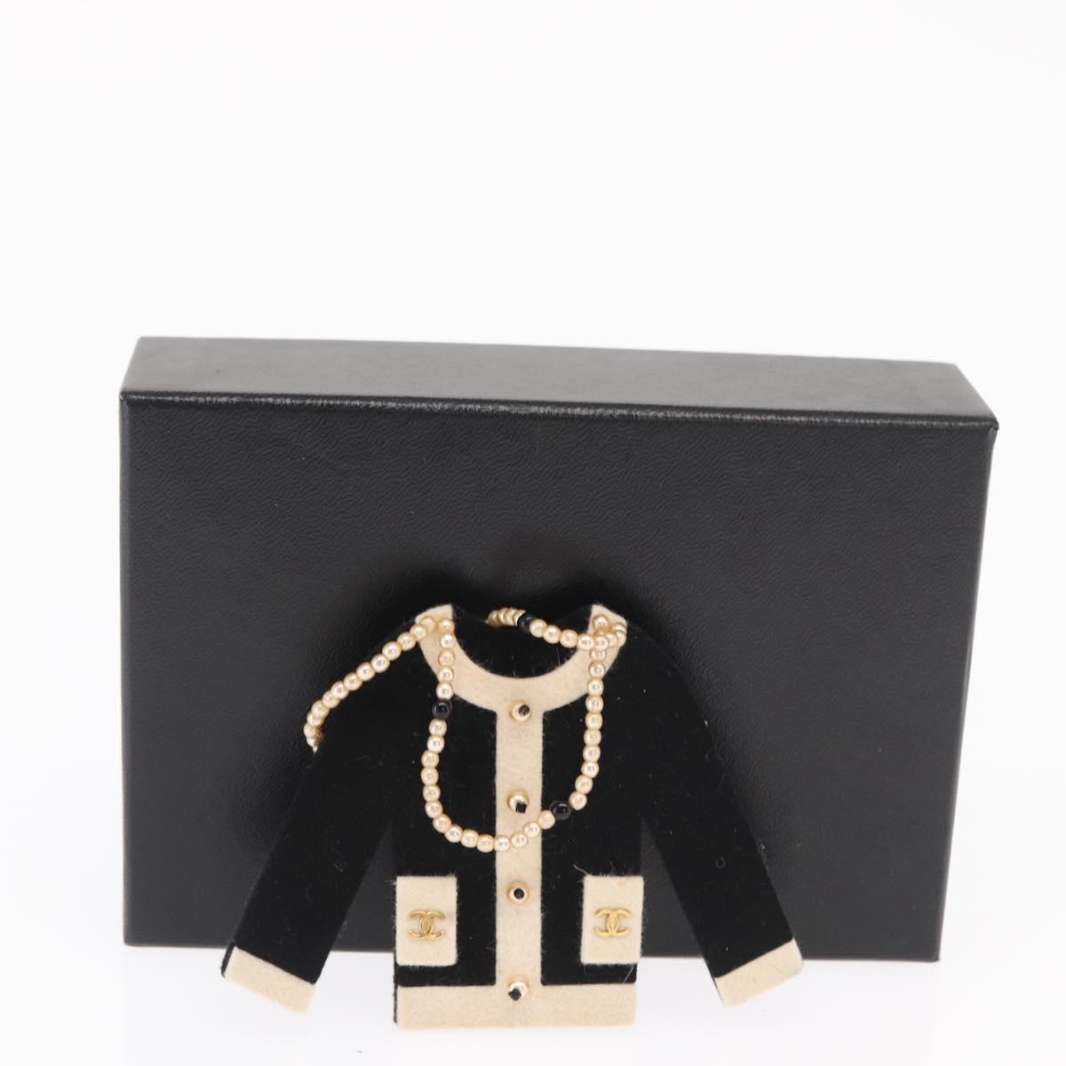 CHANEL Jacket Motif Brooch Velor Black CC Auth 170024V