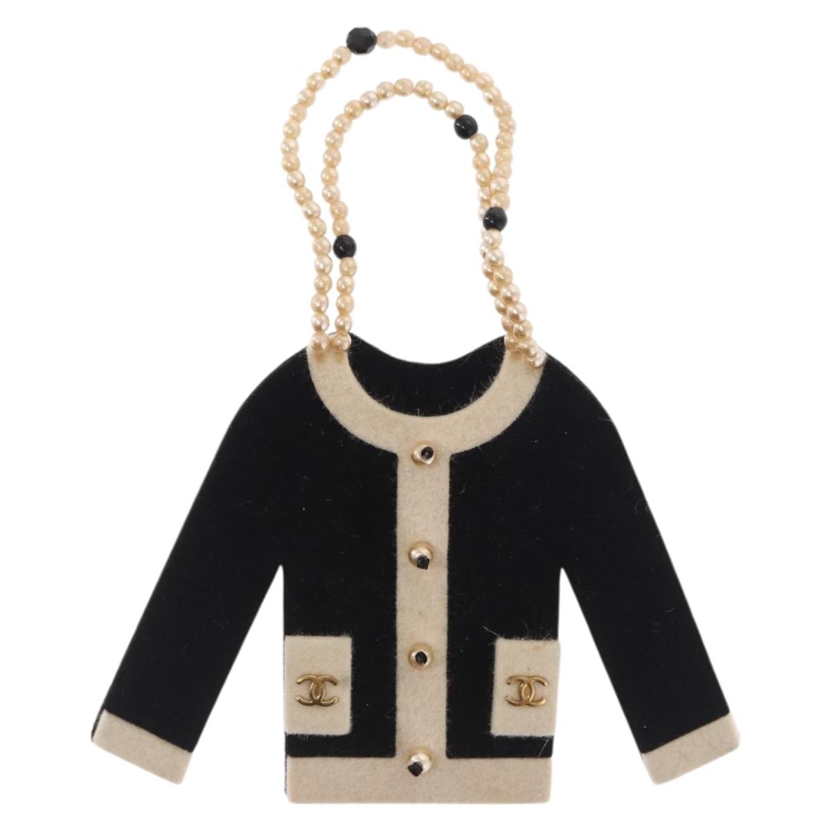 CHANEL Jacket Motif Brooch Velor Black CC Auth 170024V