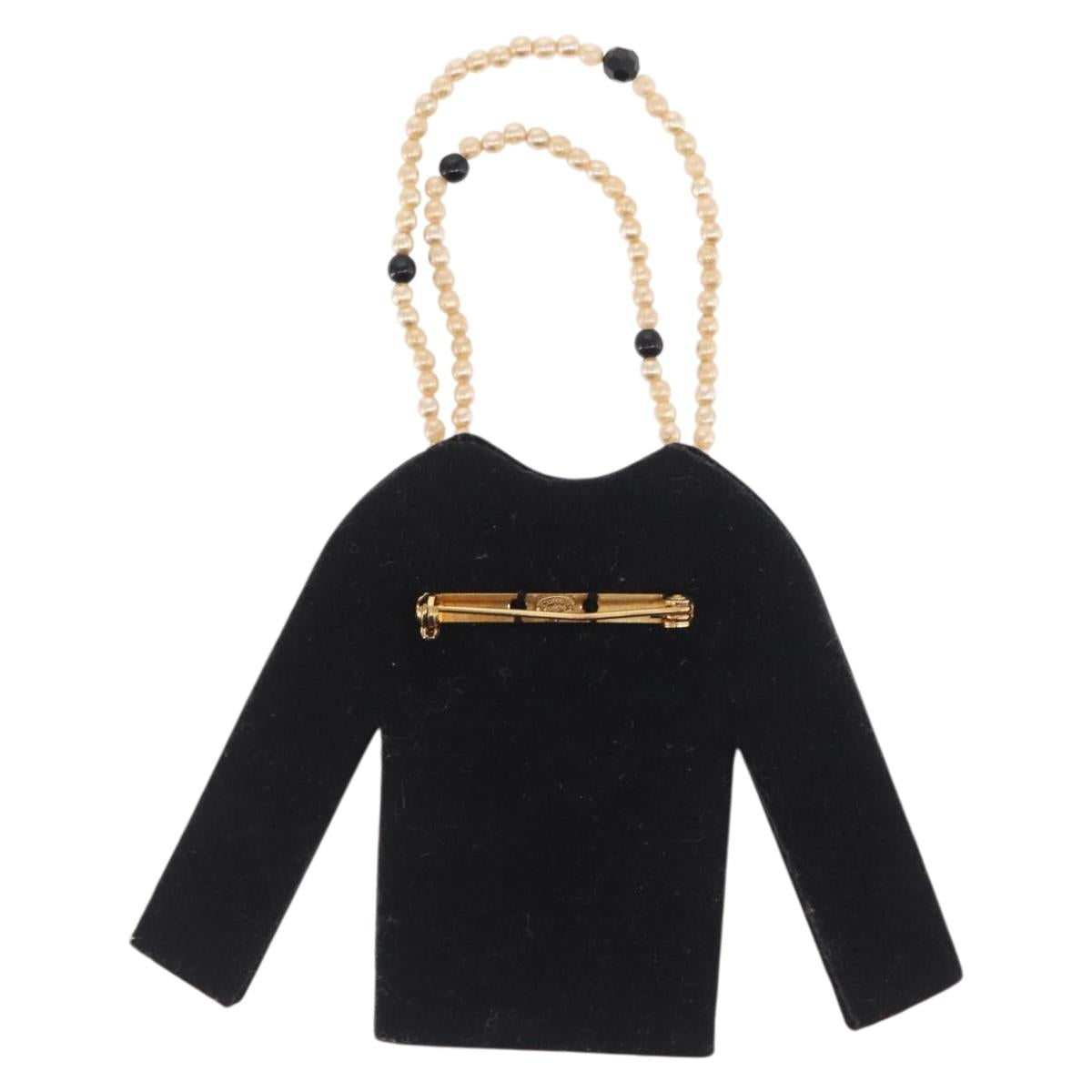 CHANEL Jacket Motif Brooch Velor Black CC Auth 170024V