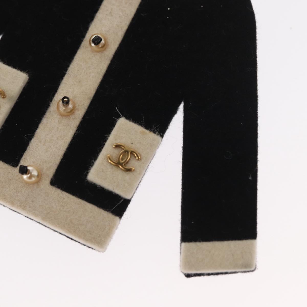 CHANEL Jacket Motif Brooch Velor Black CC Auth 170024V