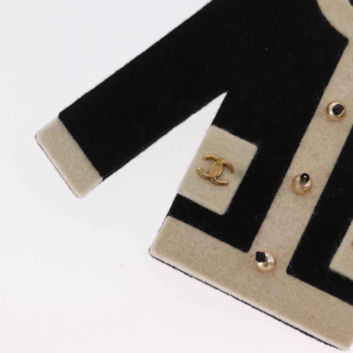 CHANEL Jacket Motif Brooch Velor Black CC Auth 170024V