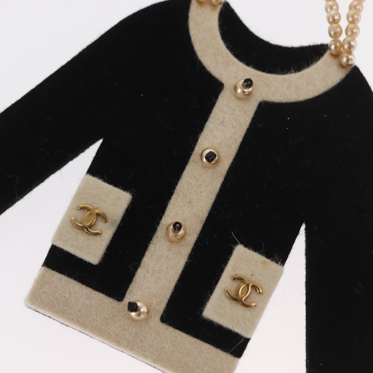 CHANEL Jacket Motif Brooch Velor Black CC Auth 170024V