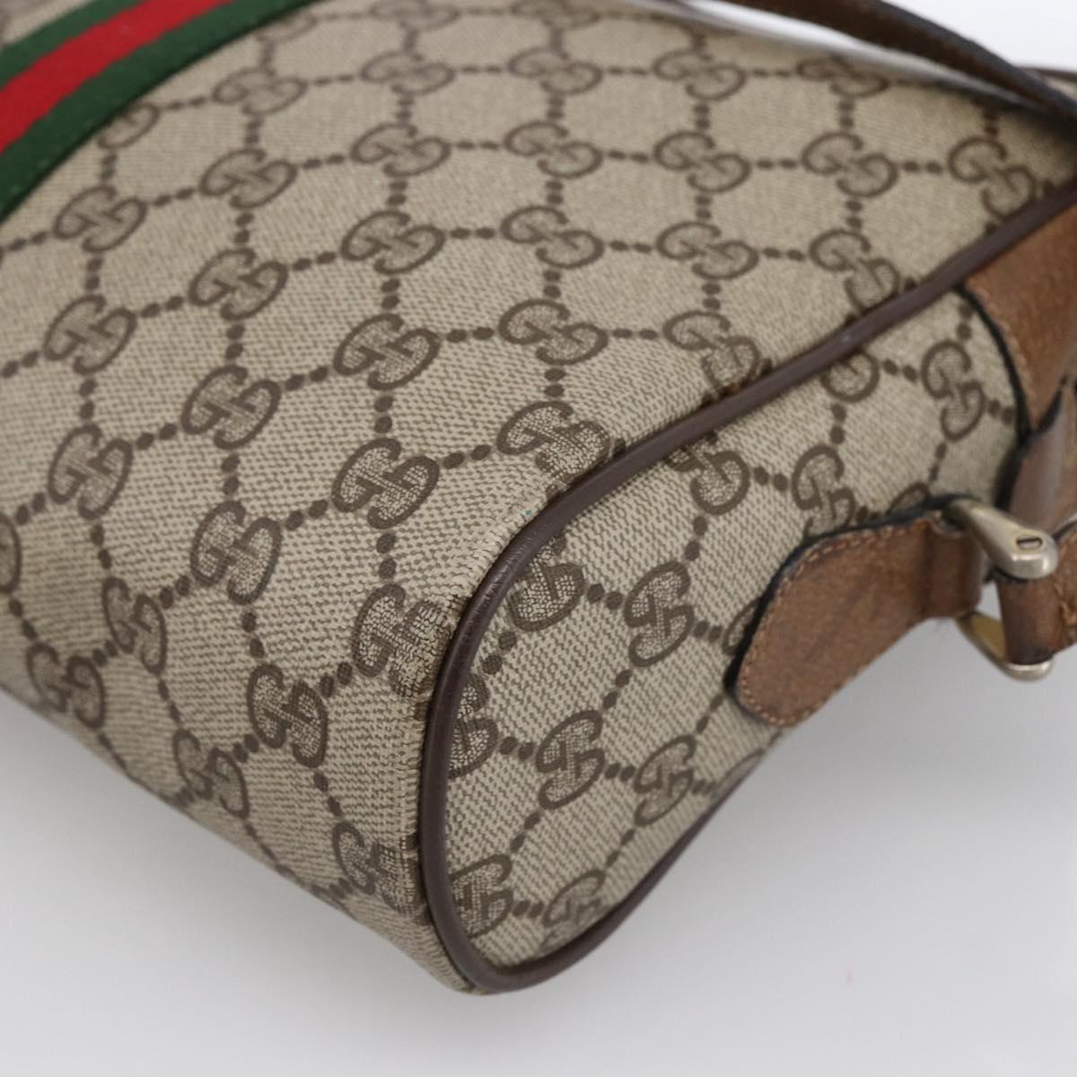 GUCCI GG Supreme Web Sherry Line Bag PVC Beige Gold 72 02 005 Auth 170066