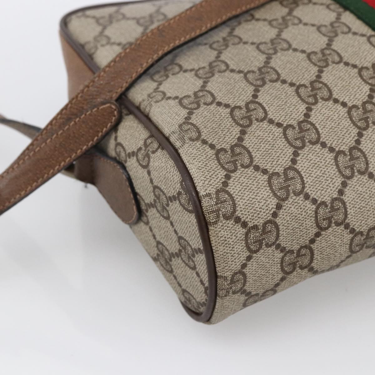 GUCCI GG Supreme Web Sherry Line Bag PVC Beige Gold 72 02 005 Auth 170066