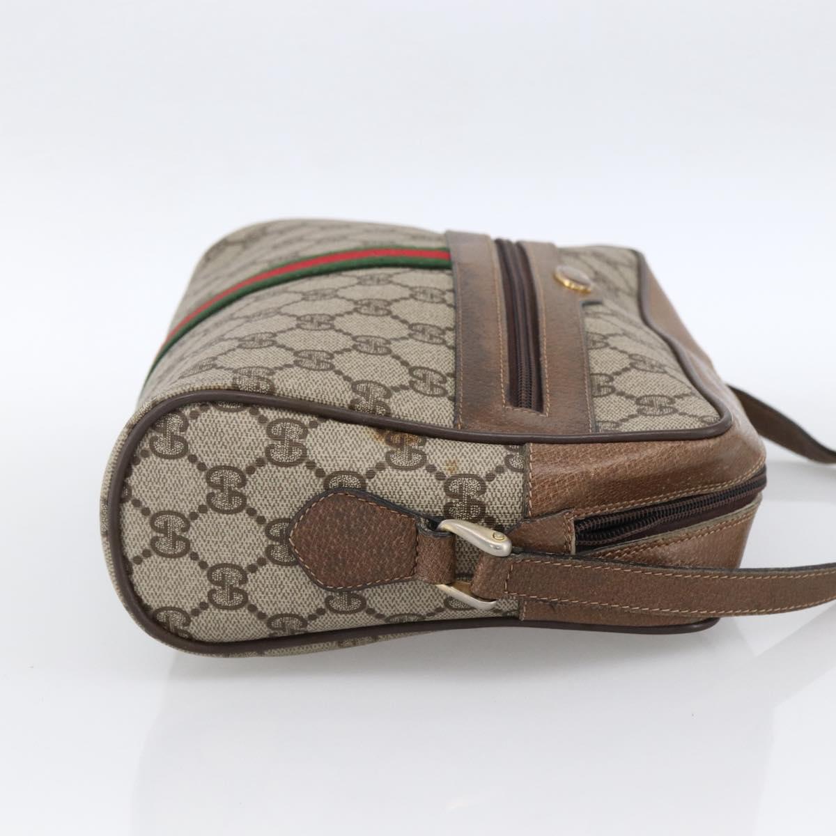 GUCCI GG Supreme Web Sherry Line Bag PVC Beige Gold 72 02 005 Auth 170066