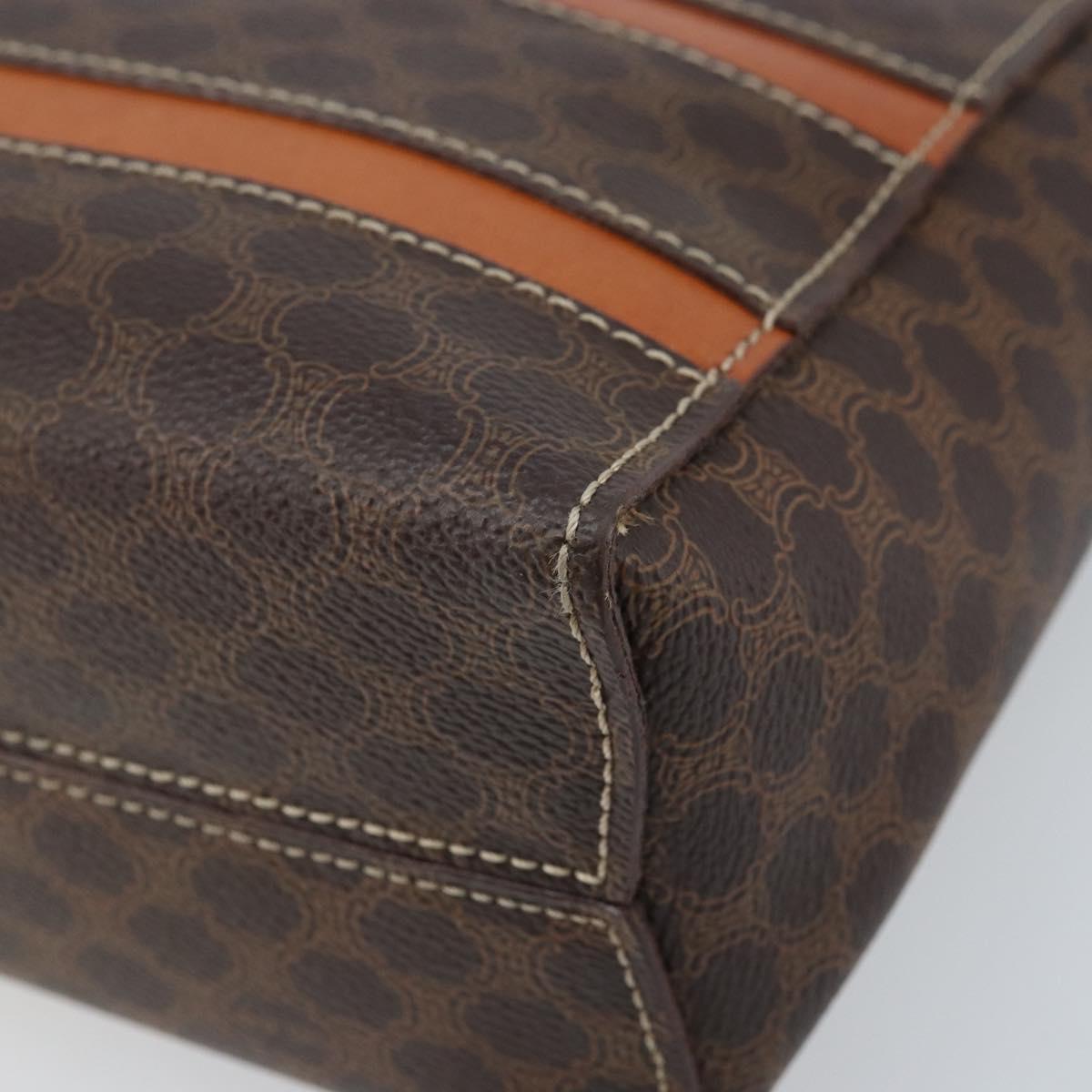 CELINE Macadam Canvas Hand Bag PVC Leather Brown Gold Auth 170069