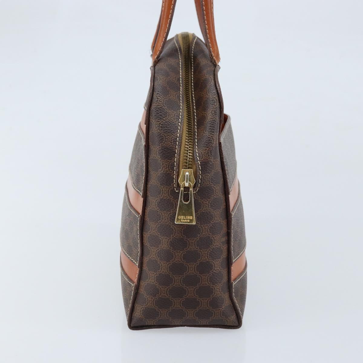 CELINE Macadam Canvas Hand Bag PVC Leather Brown Gold Auth 170069