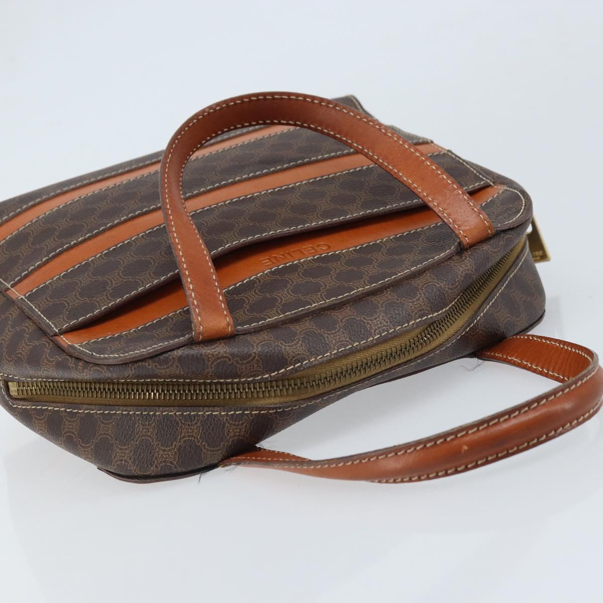 CELINE Macadam Canvas Hand Bag PVC Leather Brown Gold Auth 170069