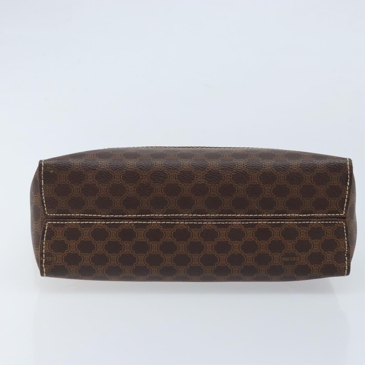 CELINE Macadam Canvas Hand Bag PVC Leather Brown Gold Auth 170069