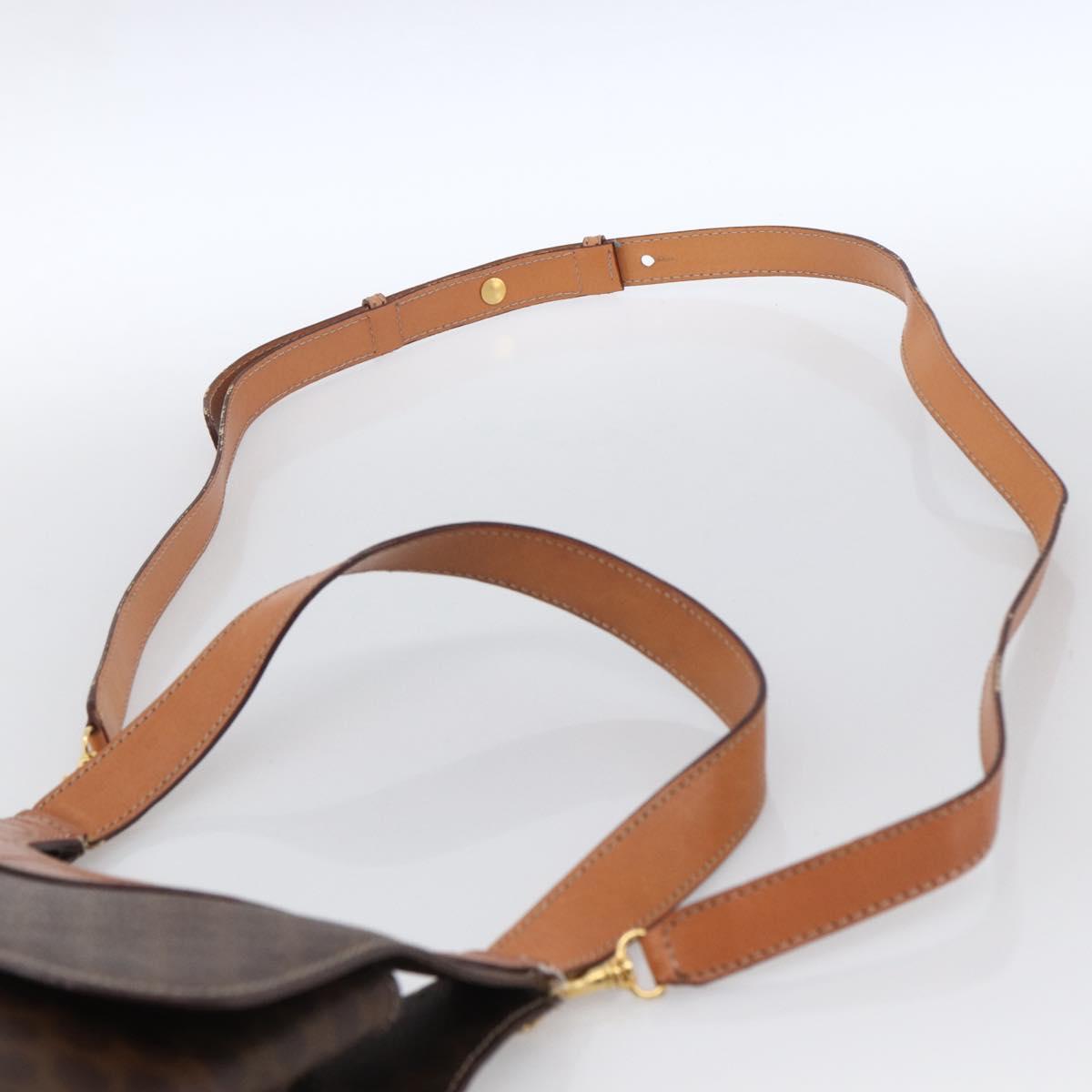 CELINE Macadam Canvas Hand Bag PVC Leather 2way Brown Gold Auth 170070