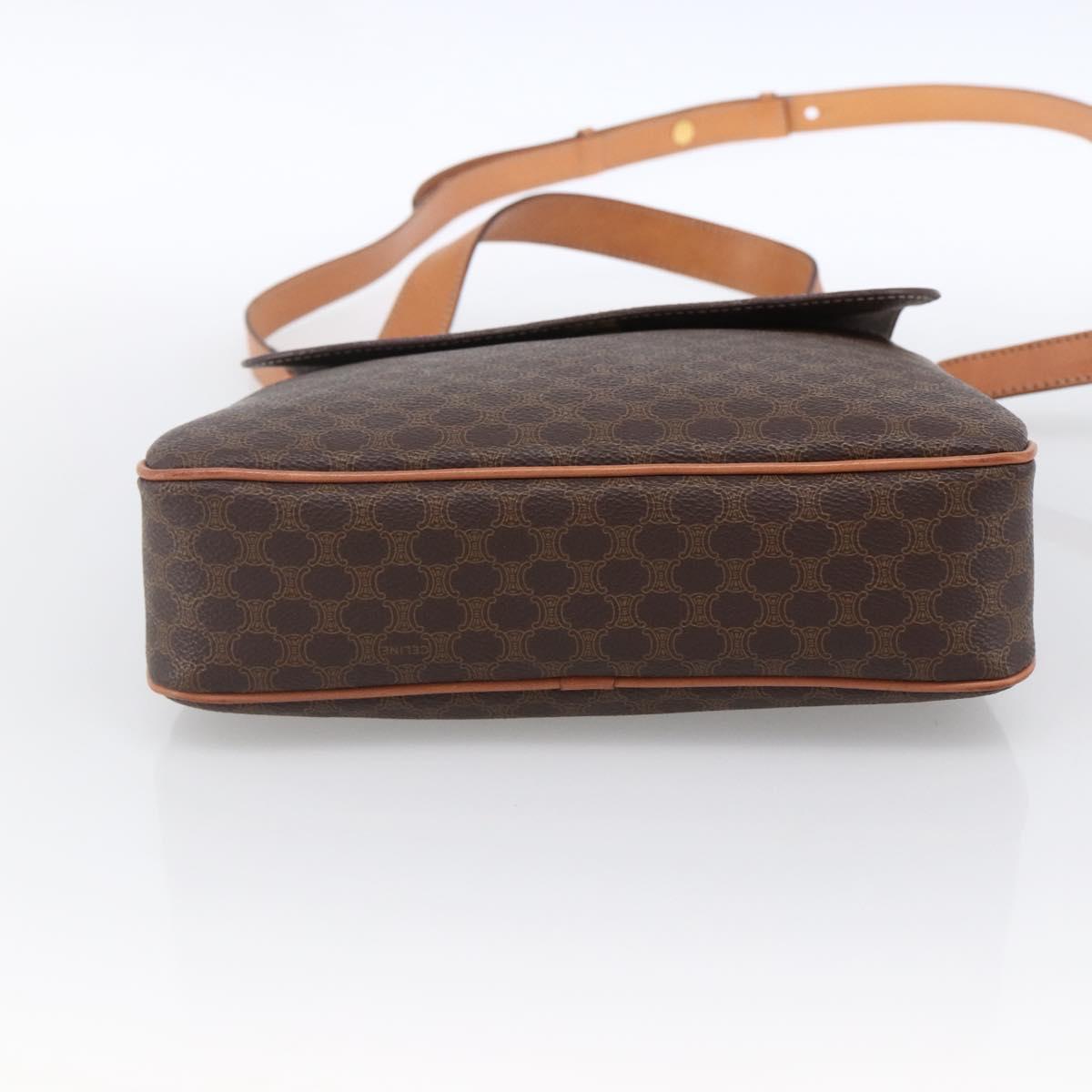CELINE Macadam Canvas Hand Bag PVC Leather 2way Brown Gold Auth 170070