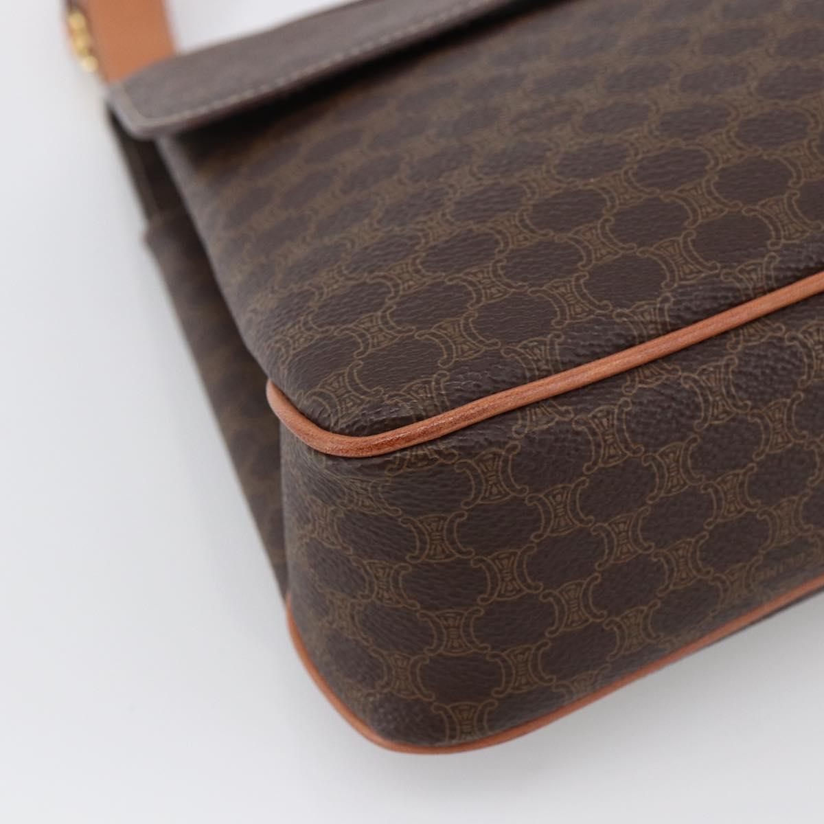 CELINE Macadam Canvas Hand Bag PVC Leather 2way Brown Gold Auth 170070