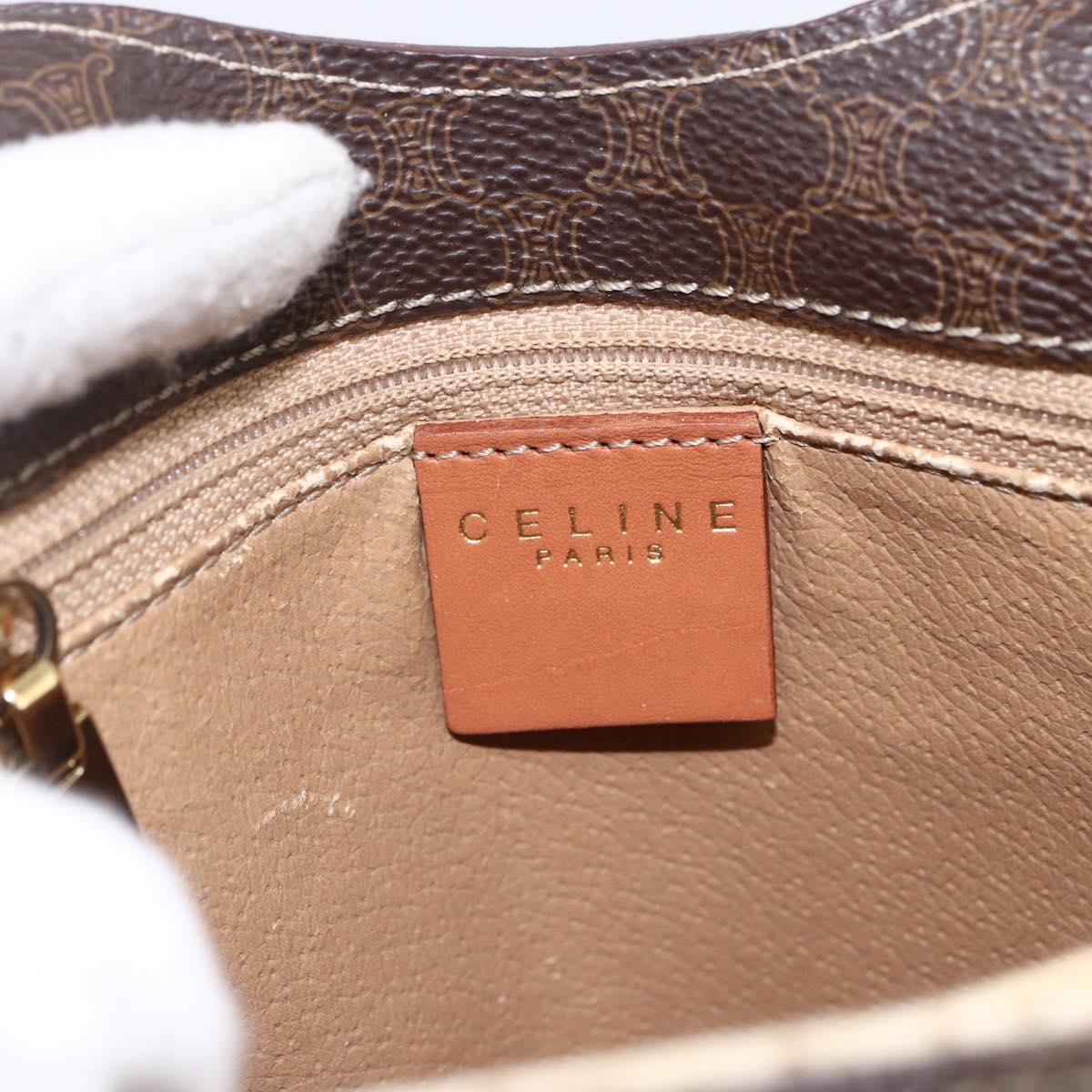 CELINE Macadam Canvas Hand Bag PVC Leather 2way Brown Gold Auth 170070