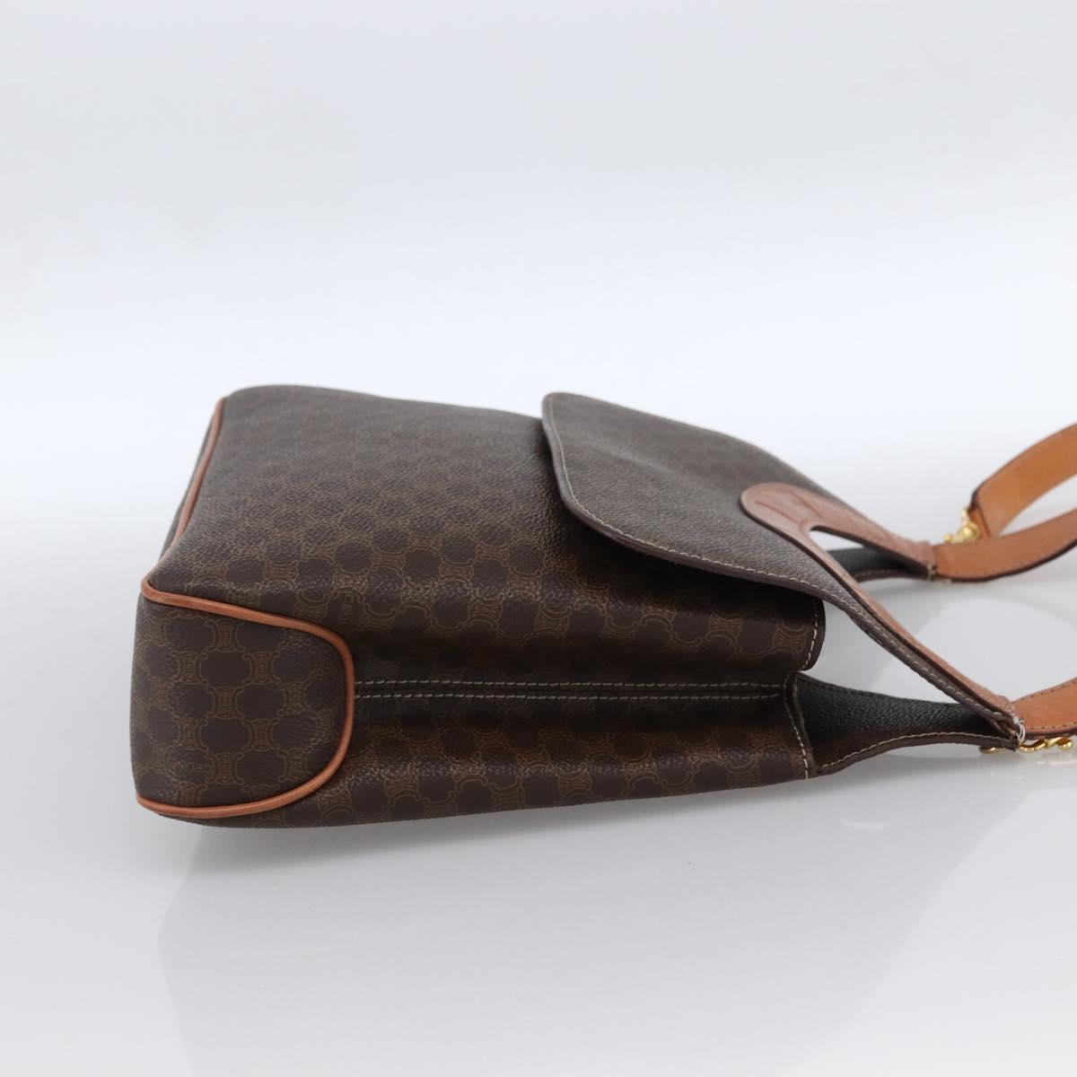 CELINE Macadam Canvas Hand Bag PVC Leather 2way Brown Gold Auth 170070