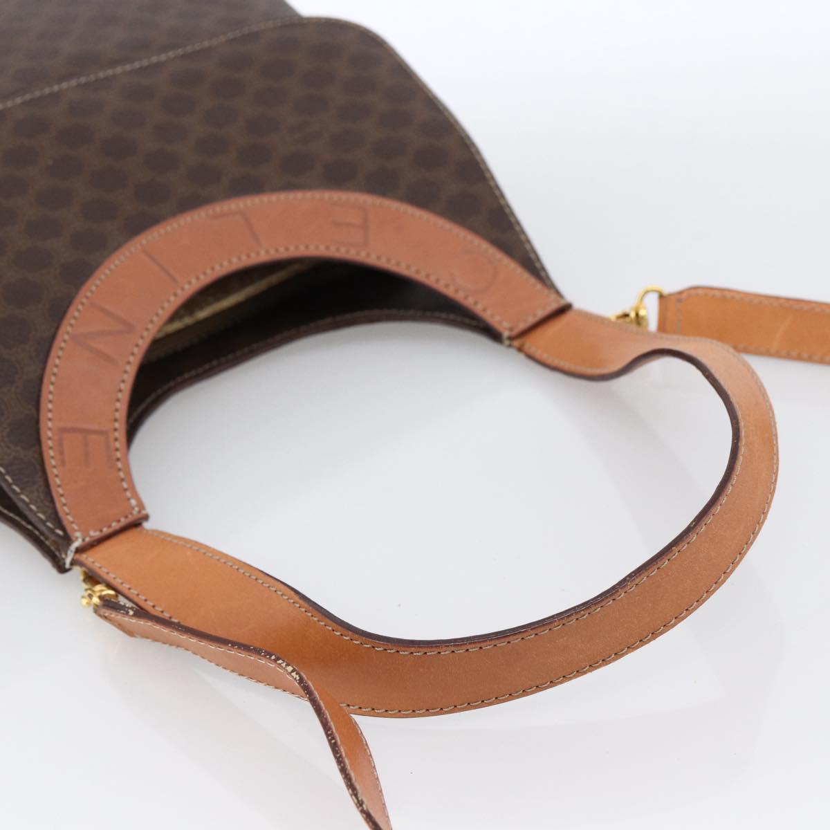 CELINE Macadam Canvas Hand Bag PVC Leather 2way Brown Gold Auth 170070