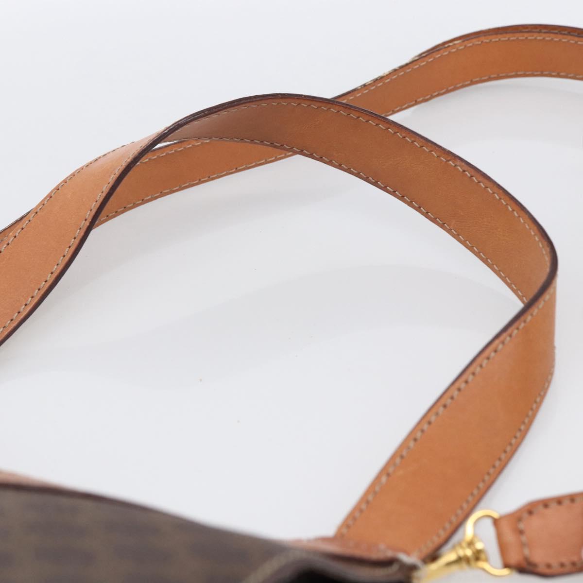 CELINE Macadam Canvas Hand Bag PVC Leather 2way Brown Gold Auth 170070